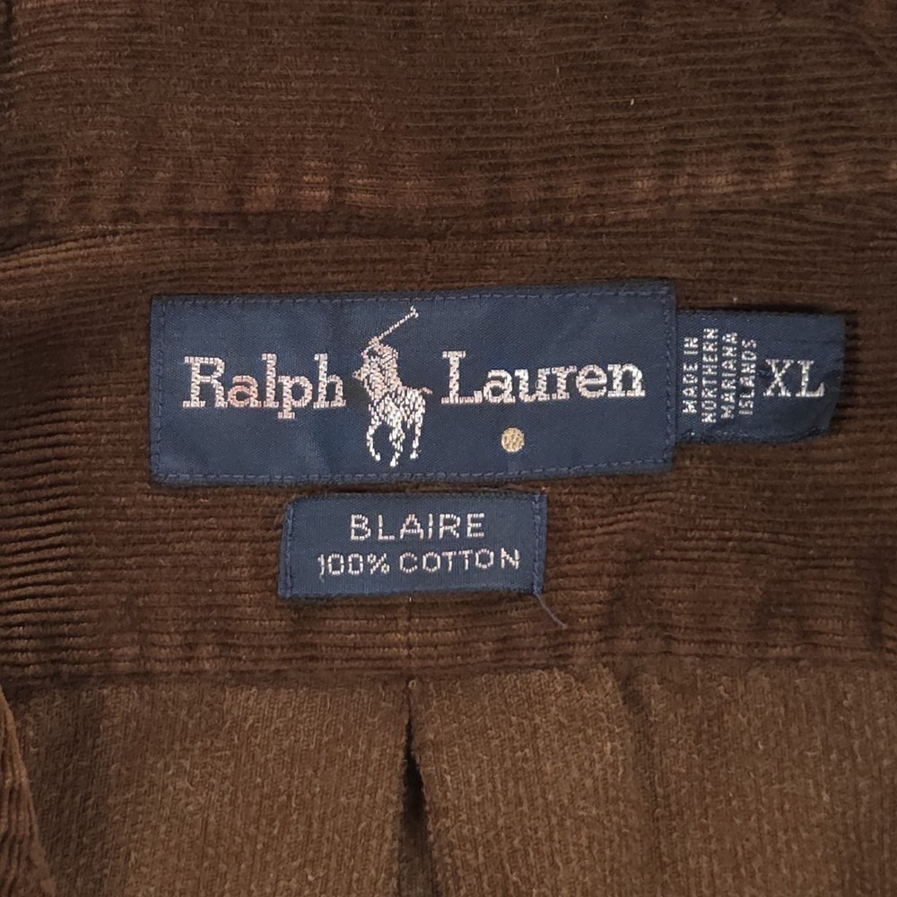 Ralph Lauren Blaire Mens Size XL Brown Corduroy Casual Shirt Academia - Picture 2 of 11